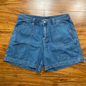 Vintage 1775 Women Medium Blue High Waist Relaxed 100% Cotton Jean Short Size 14